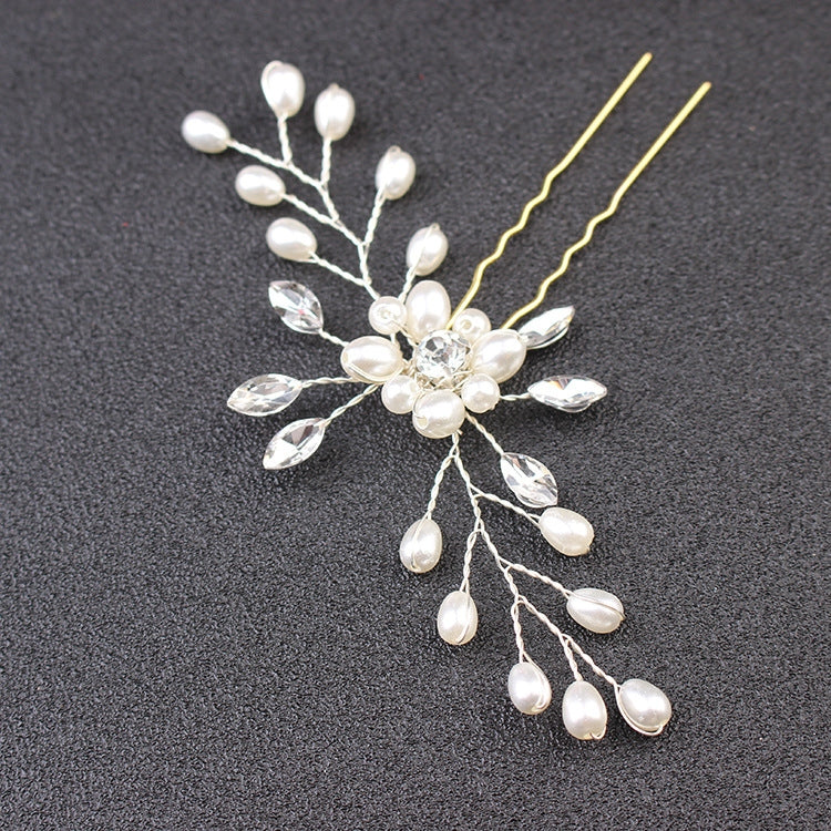 Elegant Rhinestone Flower Pearl Hairpin for Bridal Wedding Accessories