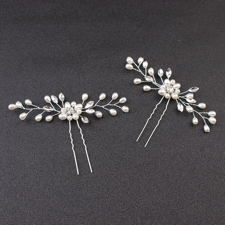 Elegant Rhinestone Flower Pearl Hairpin for Bridal Wedding Accessories