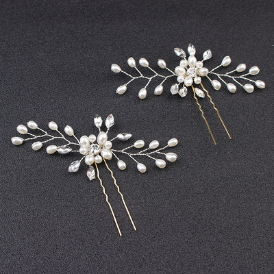 Elegant Rhinestone Flower Pearl Hairpin for Bridal Wedding Accessories