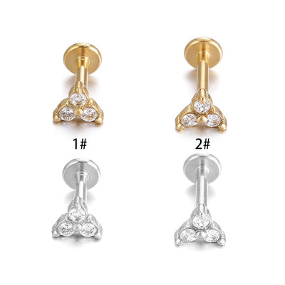 Fashion Flower Zircon Stainless Steel Lip Stud Piercing Jewelry