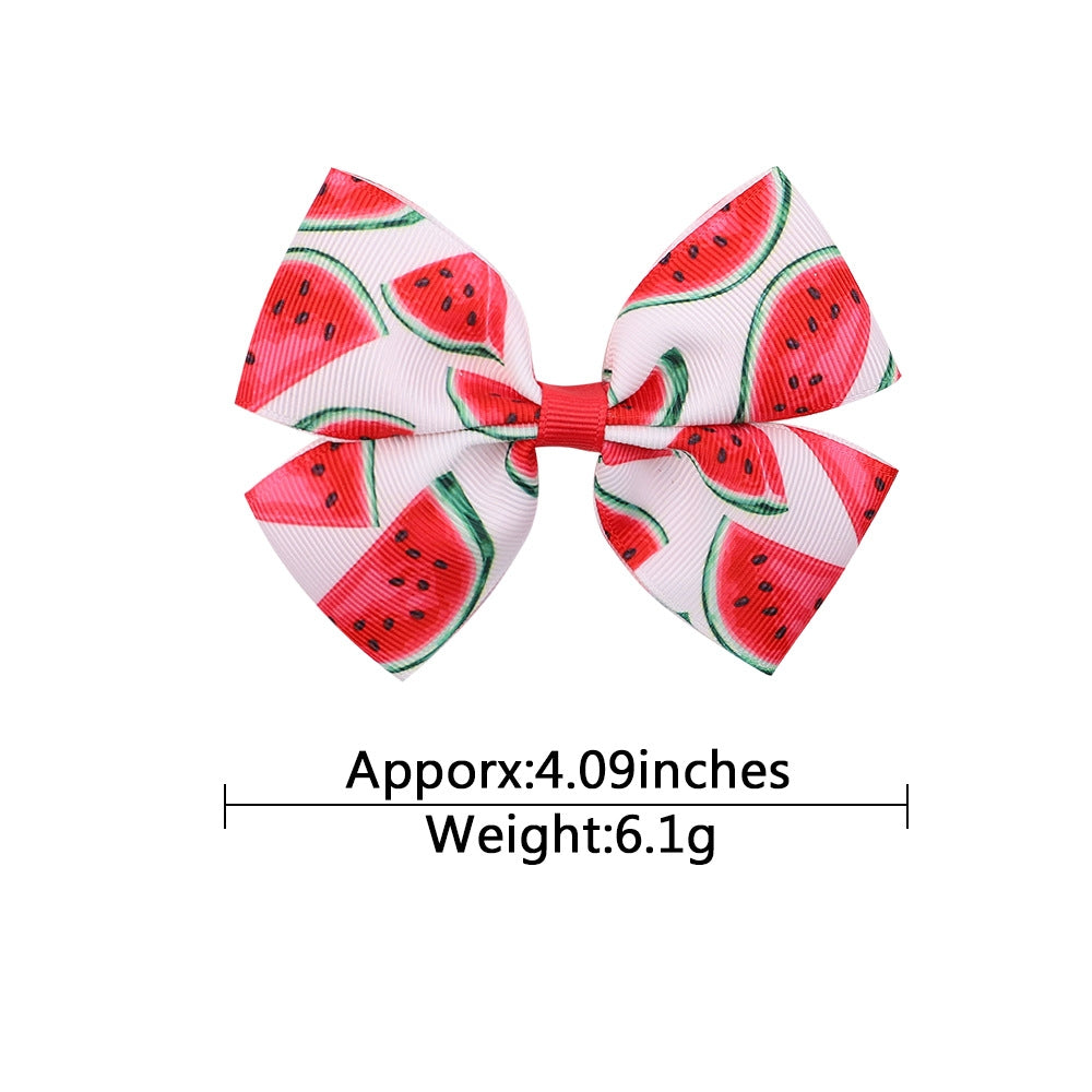 Fashion Watermelon Print Bow Hairpin for Kids