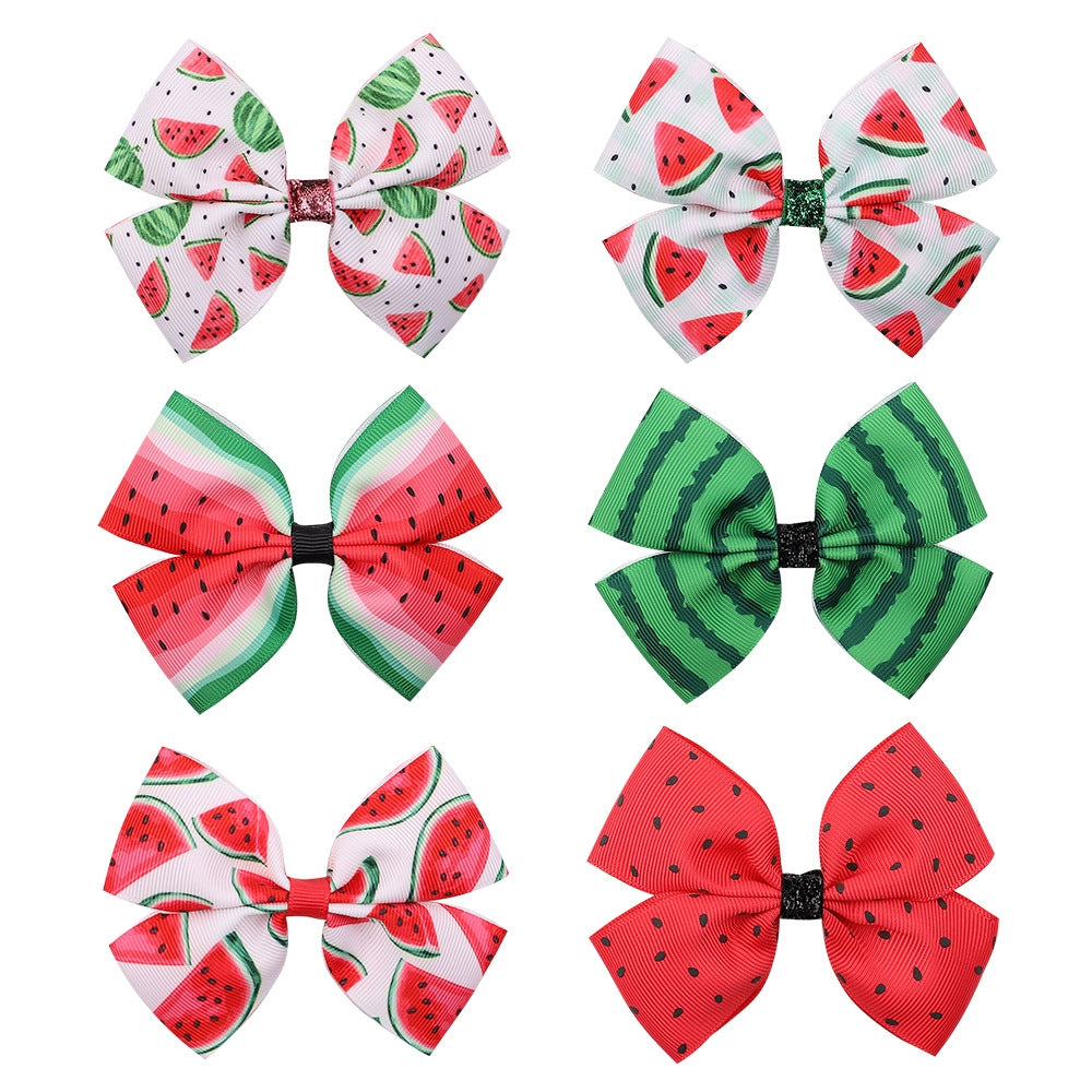 Fashion Watermelon Print Bow Hairpin for Kids