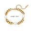 18K Gold Plated Geometric Cuban Chain Bracelet with Freshwater Pearls