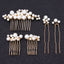 Geometric Alloy Pearl Bridal Hair Accessory Set - 3 Combs & 2 Hair Forks