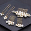 Geometric Alloy Pearl Bridal Hair Accessory Set - 3 Combs & 2 Hair Forks