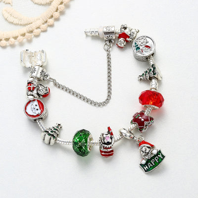 Geometric Alloy Beaded Unisex Bracelet - Christmas Santa Claus DIY Jewelry Gift