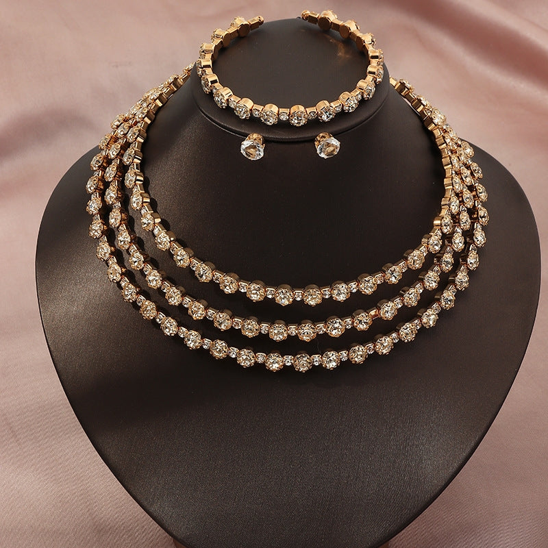 Fashion Geometric Alloy Jewelry Set: Necklace, Earrings, and Bracelet