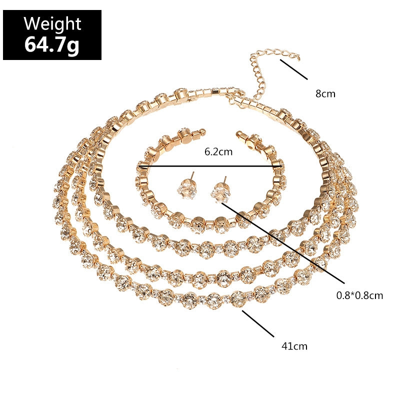 Fashion Geometric Alloy Jewelry Set: Necklace, Earrings, and Bracelet