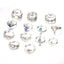 Fashion Geometric Alloy Plated Gemstone Women's Ring Set - Vintage Unicorn Lotus Design, 13 Pieces