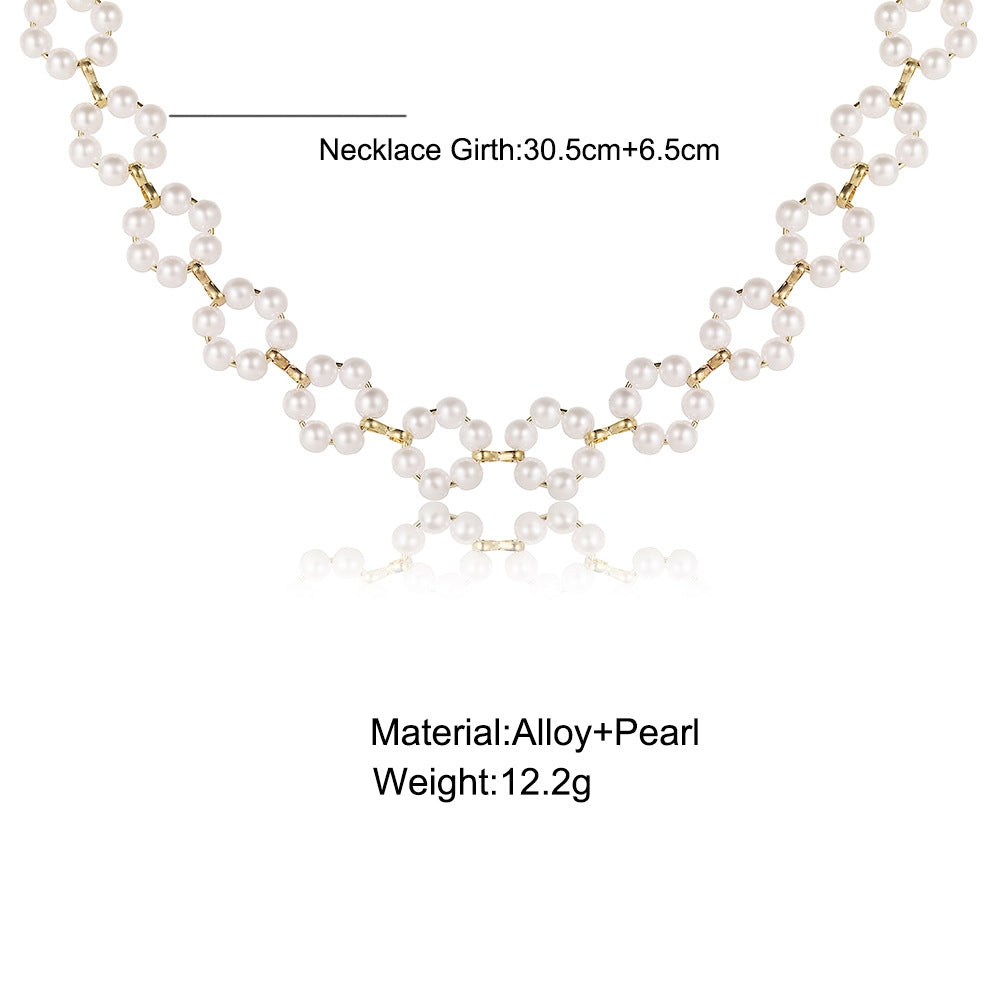 Fashion Geometric Alloy Plated Pearl Choker Necklace