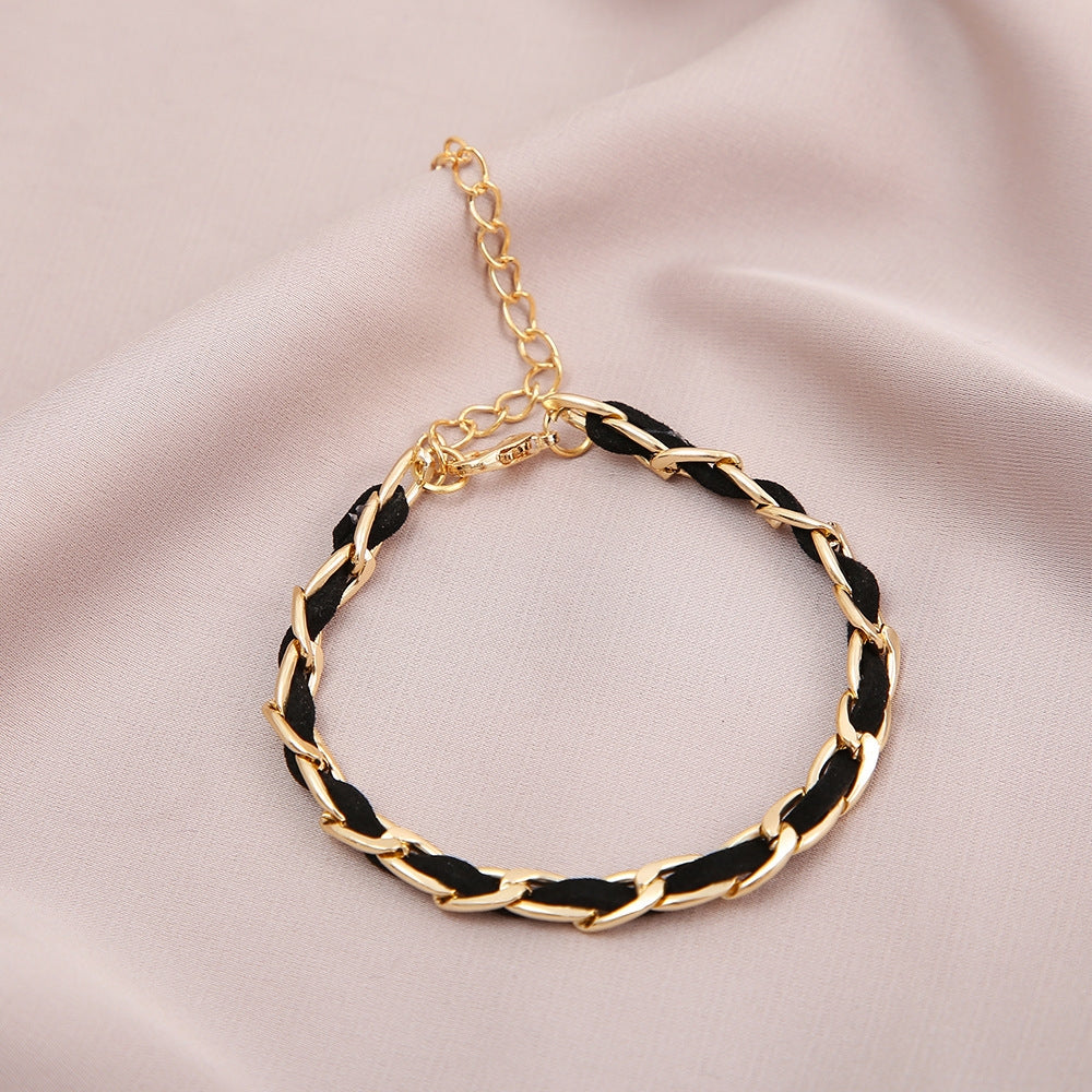 Geometric Alloy Plated Chain Bracelet - Creative Retro European Design