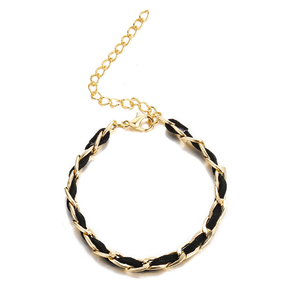 Geometric Alloy Plated Chain Bracelet - Creative Retro European Design