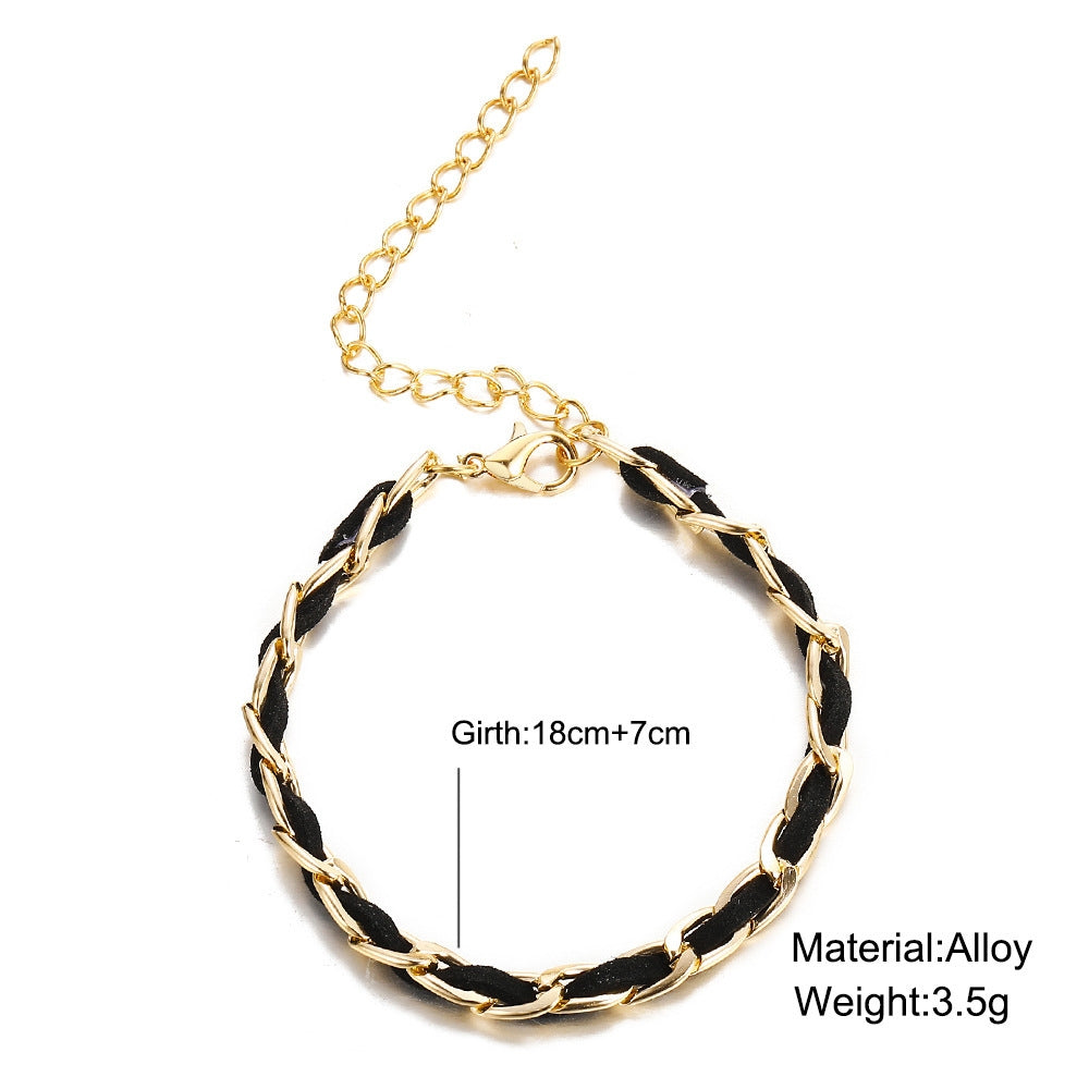 Geometric Alloy Plated Chain Bracelet - Creative Retro European Design