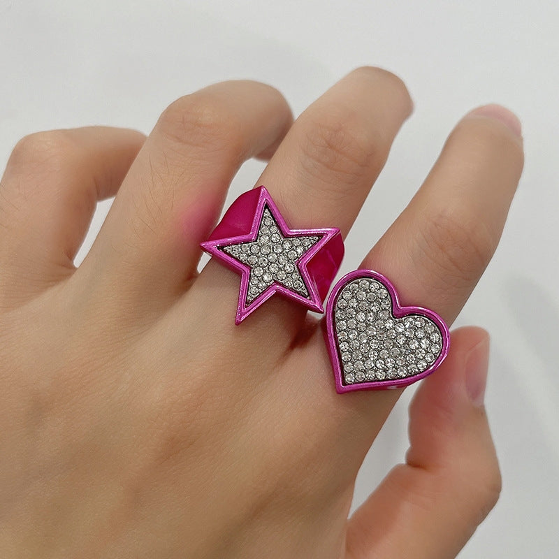 Fashion Geometric Alloy Plated Crystal Cocktail Signet Ring for Women