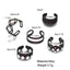 Geometric Heart Design Hollow Black Ring Set - 5 Pieces