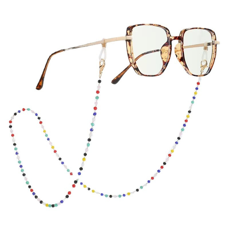 Fashion Geometric Alloy Shell Crystal Pearl Glasses and Mask Chain