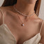 Fashion Geometric Alloy Layered Choker Necklace with Pearl Accents