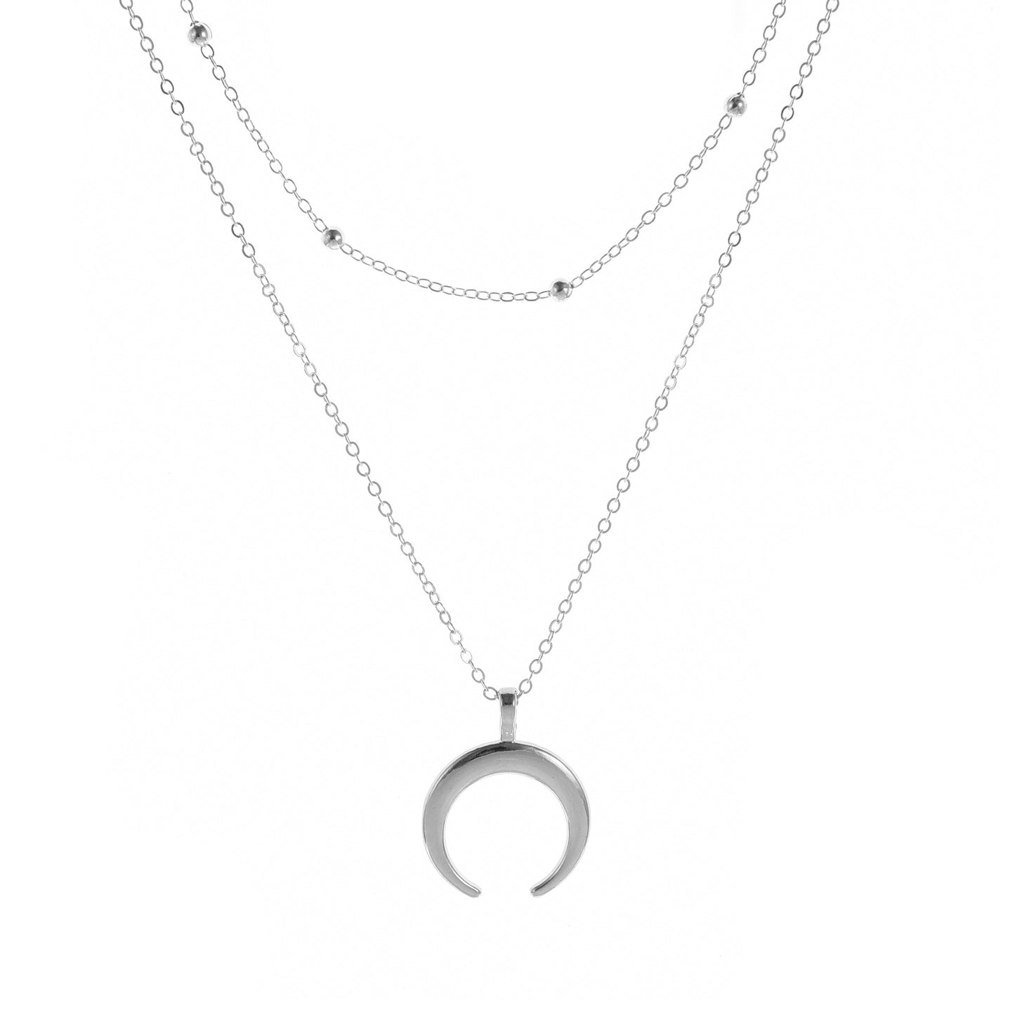 Geometric Crescent Alloy Pendant Necklace for Women