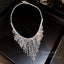 Fashion Geometric Rhinestone Tassel Statement Necklace for Women