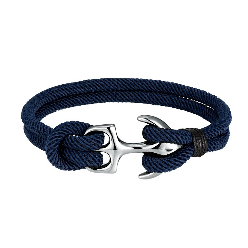 Geometric Anchor Titanium Steel Milan Rope Bracelet for Couples