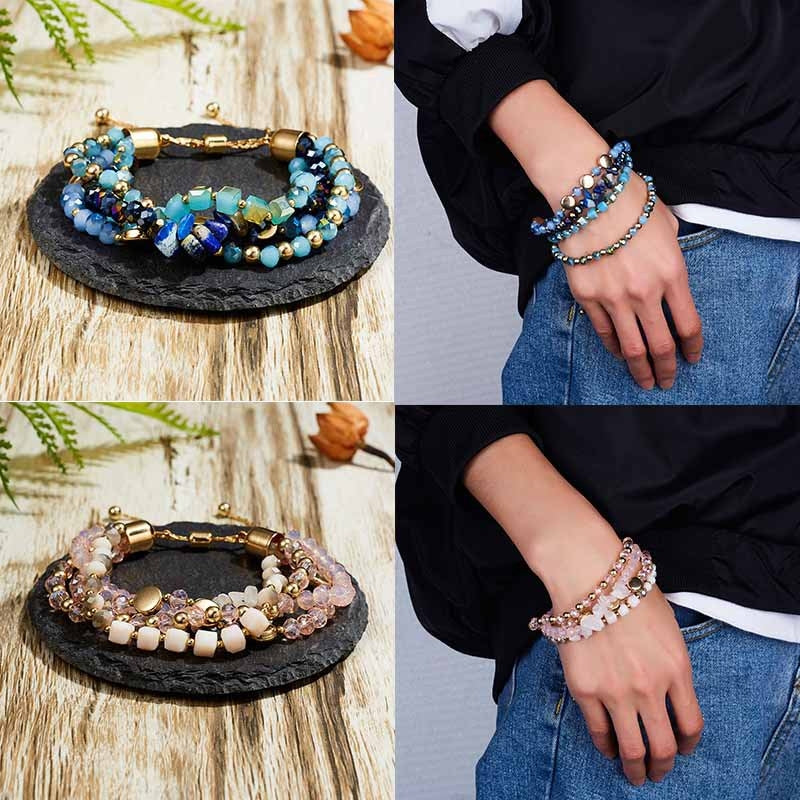 Fashion Geometric Multicolor Crystal Adjustable Rope Beaded Unisex Bracelet