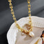 Fashion Baroque Pearl Geometric Brass Necklace for Women