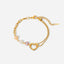 Fashion Geometric Colorful Pearl Stainless Steel Heart Charm Bracelet