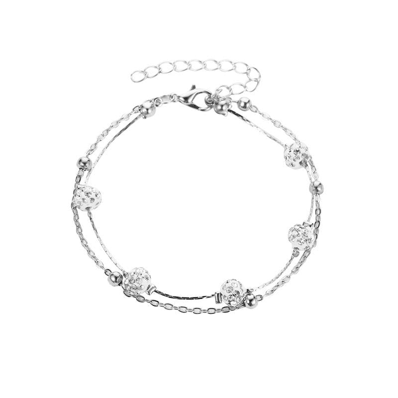 Fashion Geometric Double Layer Crystal Anklet for Women