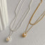 Fashion Geometric Layered Pearl Pendant Necklace