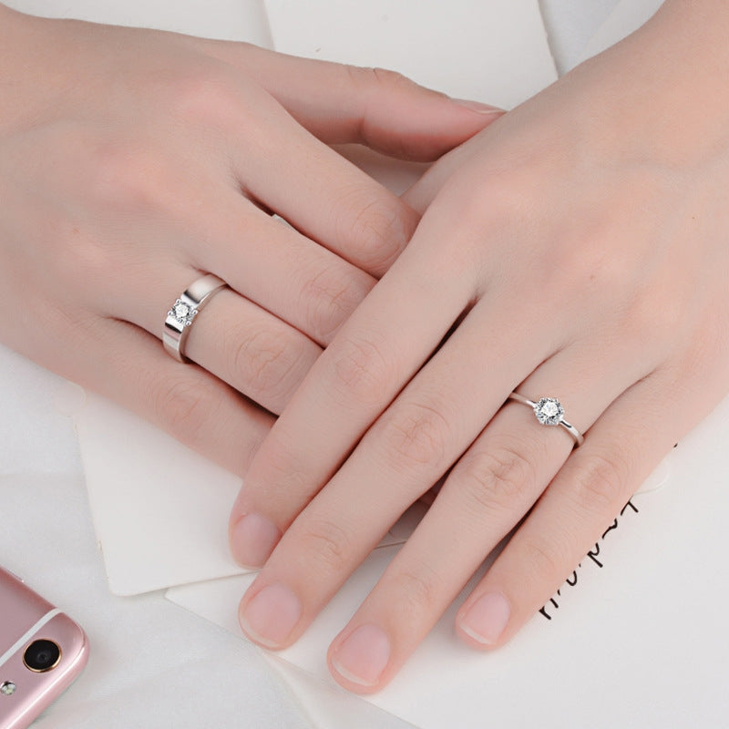 Fashion Geometric Adjustable Zirconia Couple Rings