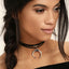 Geometric Crescent Moon Horn Pendant Choker Necklace