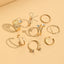 Geometric Rhinestone Bow Knot Open V-Shaped Ring Set for Women