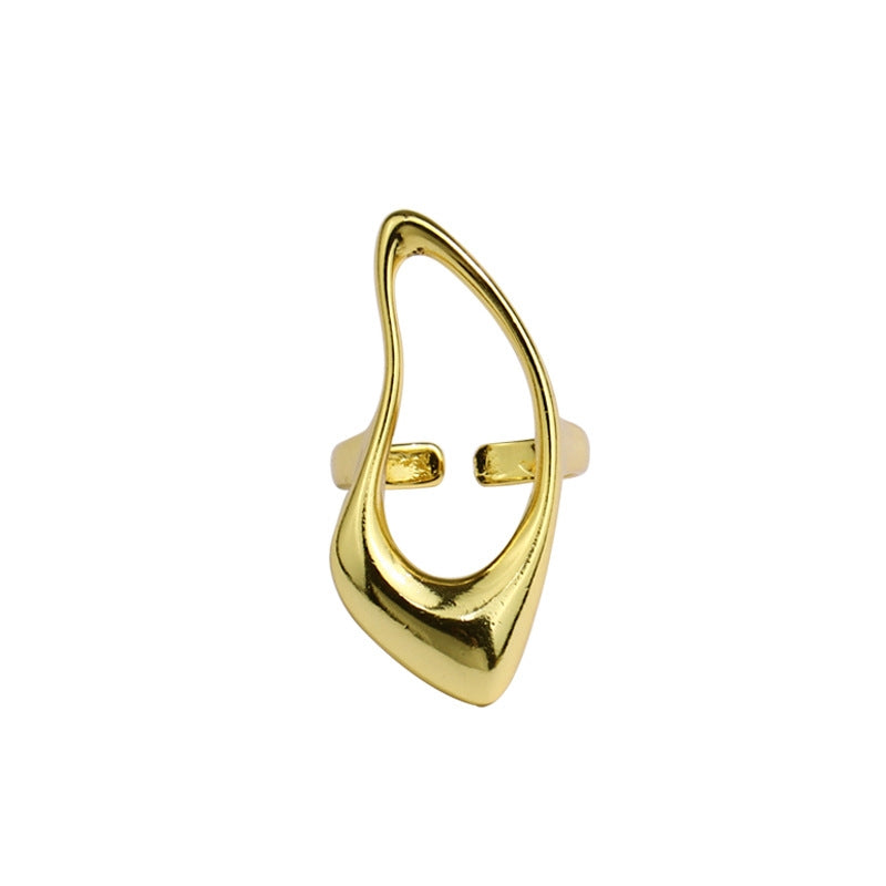 Geometric Irregular Minimalist Hollow Metal Statement Ring for Women