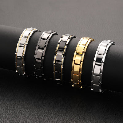 Geometric Metal Magnetic Therapy Men's Bracelet - Hematite Titanium Steel