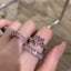 Fashion Geometric Metal Plated Pink Heart Gemstone Women's Ring Set