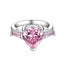 Fashion Geometric Metal Plated Pink Heart Gemstone Women's Ring Set