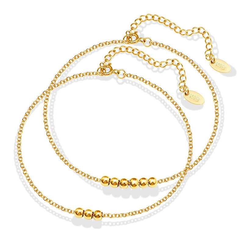 18k Gold Plated Geometric Steel Ball Titanium Anklet