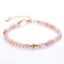 Fashion Geometric Natural Stone Aquamarine and Strawberry Quartz Beaded Bracelet Set