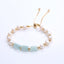 Aqua Blue Natural Stone Beaded Bracelet with Pearl and Zircon Accents