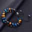 Geometric Blue Tiger Eye & Black Agate Double Layer Handmade Bracelet