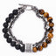 Geometric Natural Stone Beaded Bracelet with Stainless Steel Chain for Men