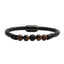 Stainless Steel Magnetic Clasp Beaded Bracelet with Volcanic Stone, White Turquoise, and Tiger Eye