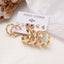 Geometric Gold Plated Alloy Gemstone Earrings Set - 6 Pieces