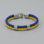 Geometric Blue Yellow Multilayer Braided Leather Bracelet