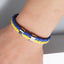 Geometric Blue Yellow Multilayer Braided Leather Bracelet