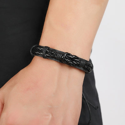 Geometric PU Leather Multi-Layer Braided Unisex Bracelet