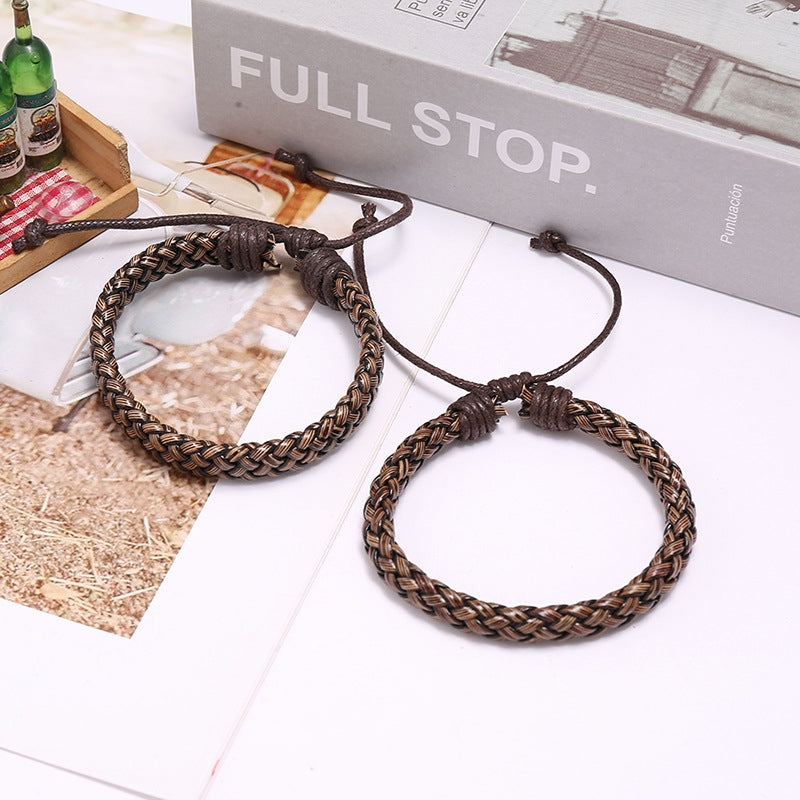 Geometric PU Leather Braided Unisex Punk Bracelet