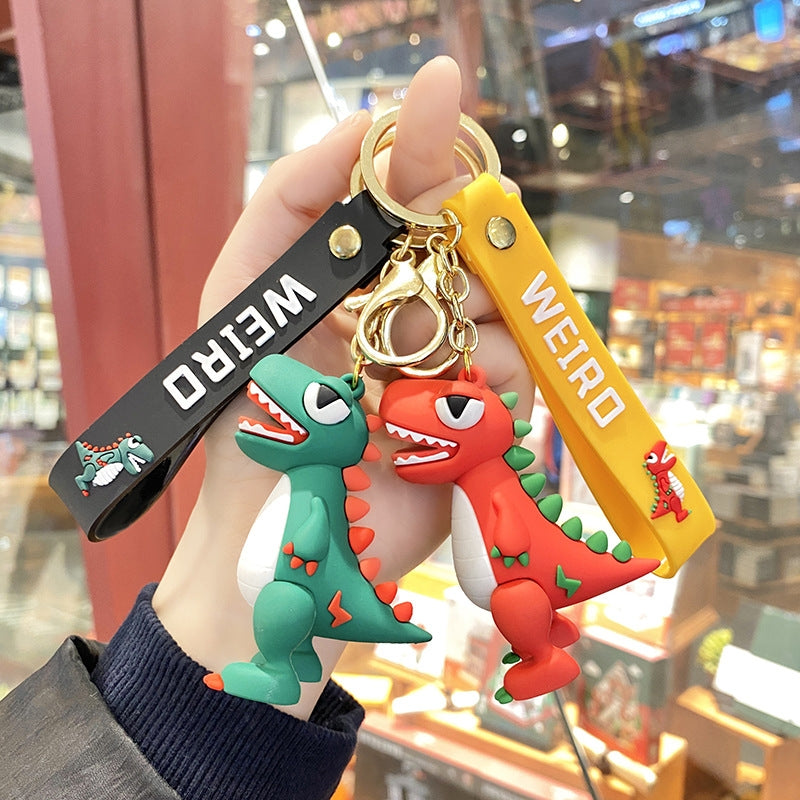 Geometric PVC Metal Dinosaur Keychain Bag Pendant