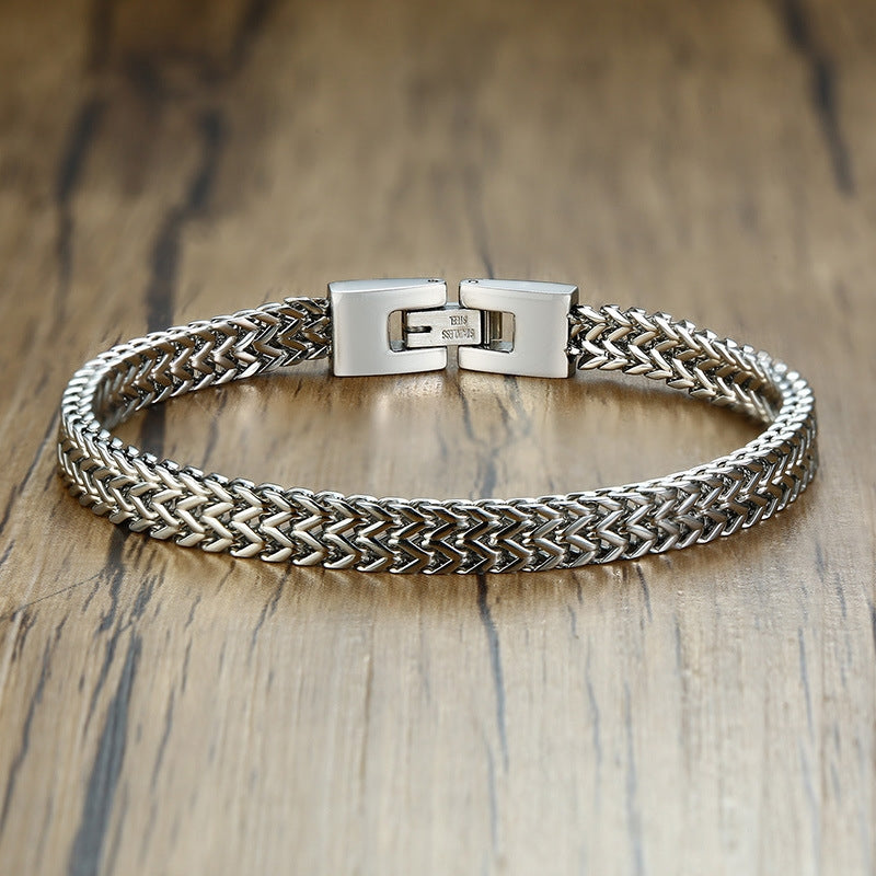 Geometric Stainless Steel Keel Chain Bracelet for Men