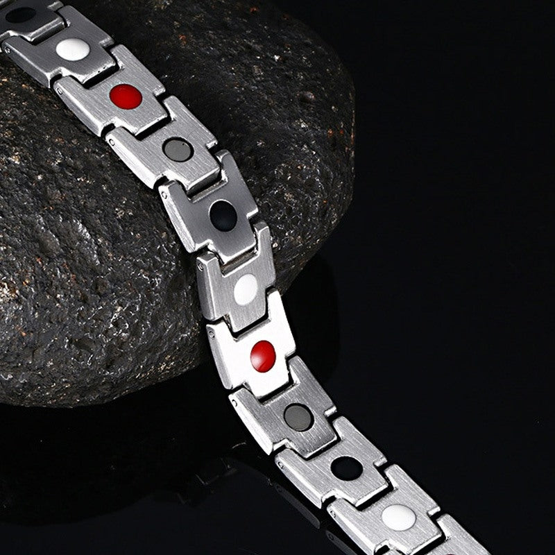 Geometric Stainless Steel Mantra Magnetic Bracelet